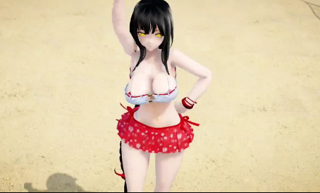 MMD巨乳骚妹沙滩湿身狂舞，淫浪肉弹扭出骚穴淫水