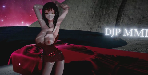 MMD巨乳骚浪魔女！星云海滩肉体狂舞，翘臀猛摇诱人喷水