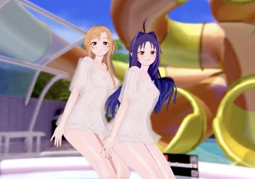 【3D超逼真】结城明日奈与绀野木绵季的双飞激情之夜！